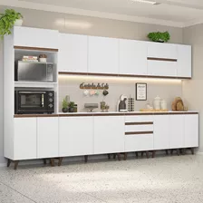 Armário Cozinha Completa Madesa 355cm Branco Reims Sabrina Grrm35500109