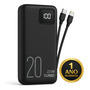 Carregador Portátil Power Bank Turbo 20000mah 22.5w Universal Para iPhone Samsung Motorola Xiaomi Com Display Digital Dtimp Preto