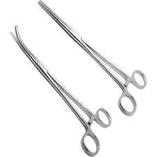 Kit De 2 Pinça Hemostática Pean Rochester 18cm Reta E Curva.