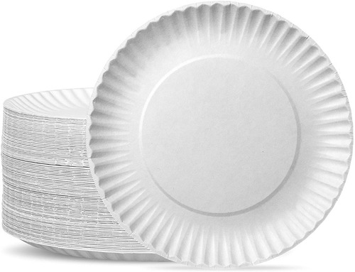 100 Plato De Carton Blanco Desechables Uso Comun 18 Cm Diame