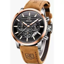 Reloj Benyar Cuero Casual Para Hombre Cronógrafo Y Fechador