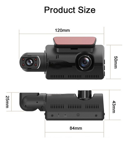 2024 Cmara Dash Cam Hd Vdeo Frontal Automvil Doble Lente Foto 5