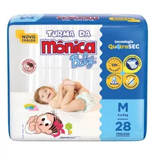 Fralda Descartável Turma Da Mônica Baby M Pacote 28 Unidades