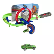 Pista Carrinho 360 Com Lançador Looping Duplo Tipo Hotwheels