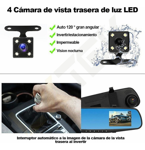 Espejo Retrovisor 4.3  Hd Doble Cmara Delantera Trasera Foto 6