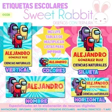 Kitimprimible Etiquetasescolares Amongus +tablademultiplicar