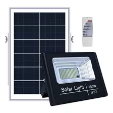 Foco Reflector Led Solar 100w Con Panel Y Control Exterior
