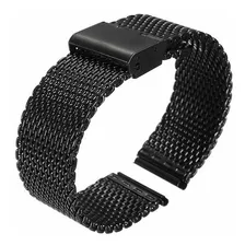 Pulseira Mesh Interlock Preta 24 Mm Pronta Entrega