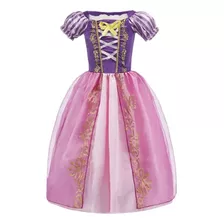 Vestido Princesa Rapunzel, Falda Larga Talla 3 - 4 Años