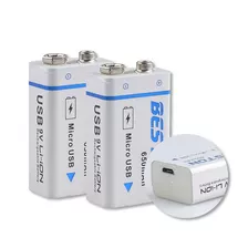 Bateria 9v Recargable 650mah Usb Beston Pack De 2 Unidades