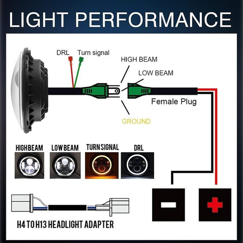 Par Faros Led 7 Redondos Ojo ngel Wrangler Jeep Vocho Foto 3