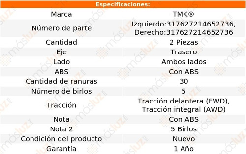 2- Mazas Traseras Torrent 3.4l V6 2006/2009 Tmk Foto 2