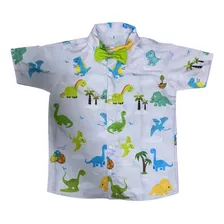 Camisa Infantil Temática Dino Baby Dinossauro Gravata Brinde