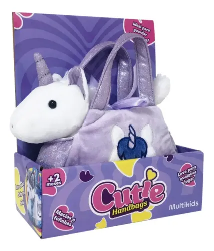 Cutie Handbags Pelúcia Bolsinha Infantil Colorido Multikids Roxo-unicórnio