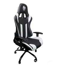 Cadeira De Escritório War Wgc100 Gamer Ergonômica Preta E Branca Com Estofado De Pu