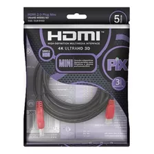 Cabo Mini Hdmi X Hdmi 5 Metros 2.0 Ethernet 5m 4k Ultra Hd