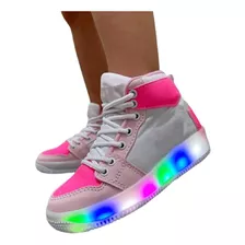 Tenis Bota Deportiva Corte Alto De Luces Para Niña