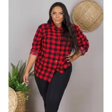 Camisa Xadrez Feminina Plus Size Flanelada