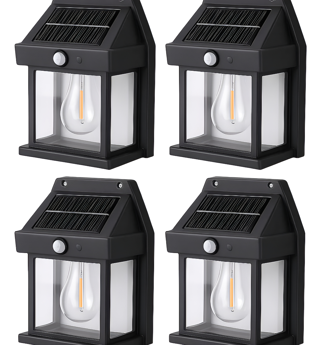 Pack X4 Faroles De Pared Luz Led Solar Exterior Jardín Luz Fria 6500k