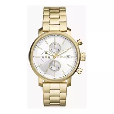 Fossil Rhett Reloj Para Hombre Correa Dorado Oscuro Bisel Dorado Oscuro Fondo Blanco