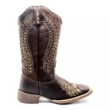 Bota Feminina Westem Rodeio Texana Bico Quadrado Com Glitter