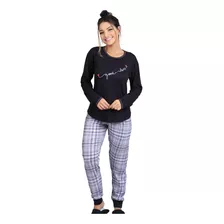 Pijama Conjunto De Blusa Manga Longa E Calça Feminina Adulto