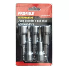 Jogo Bits Soquetes Magnéticos Canhão 10mm 5pçs Parafusadeira