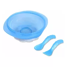 Kit Prato Bowl Com Ventosa E Talheres Azul Babygo