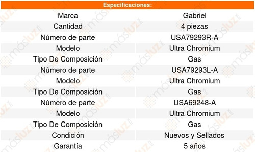 Set 4 Amortiguadores Mazda Cx5 L4 2.0l 12/19 Ultra Chromium Foto 5