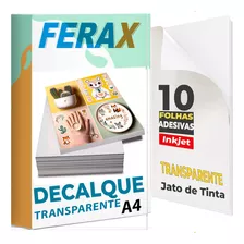 10 Papel Gomado Decalque Waterslide Jato Tinta Transparente