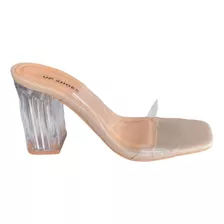 Tamanco Sandália Cristal Transparente Salto Bloco Up Shoes!