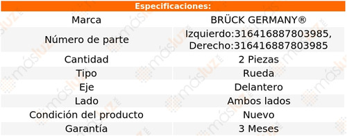 2- Mazas Rueda Delanteras Rdx 6 Cil 3.5l 2013/2018 Bruck Foto 2