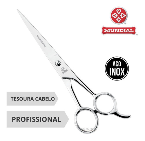 Tesoura De Cabelo Profissional Fio Laser 6 Mundial Bc343 Aço