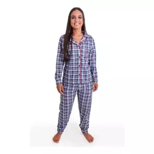 Pijama De Frio Moletinho Flanelado Botões Quentinho Inverno