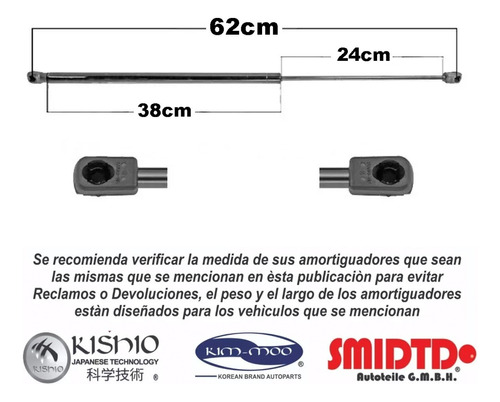 2 Amortiguadores De Cajuela Hyundai H100 08-11 60 Cm Kim-moo Foto 3