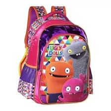 Mochila Escolar Ugly Dolls Desenho Costas Colors Tam G Clio Cor Violeta Desenho Do Tecido Uglydolls