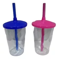 Twister 300ml Transparente Tampas Pink E Azul - 10pçs