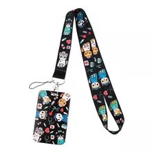 Lanyard Gatos Enfermera Cinta Colgante Portacredencial Negro