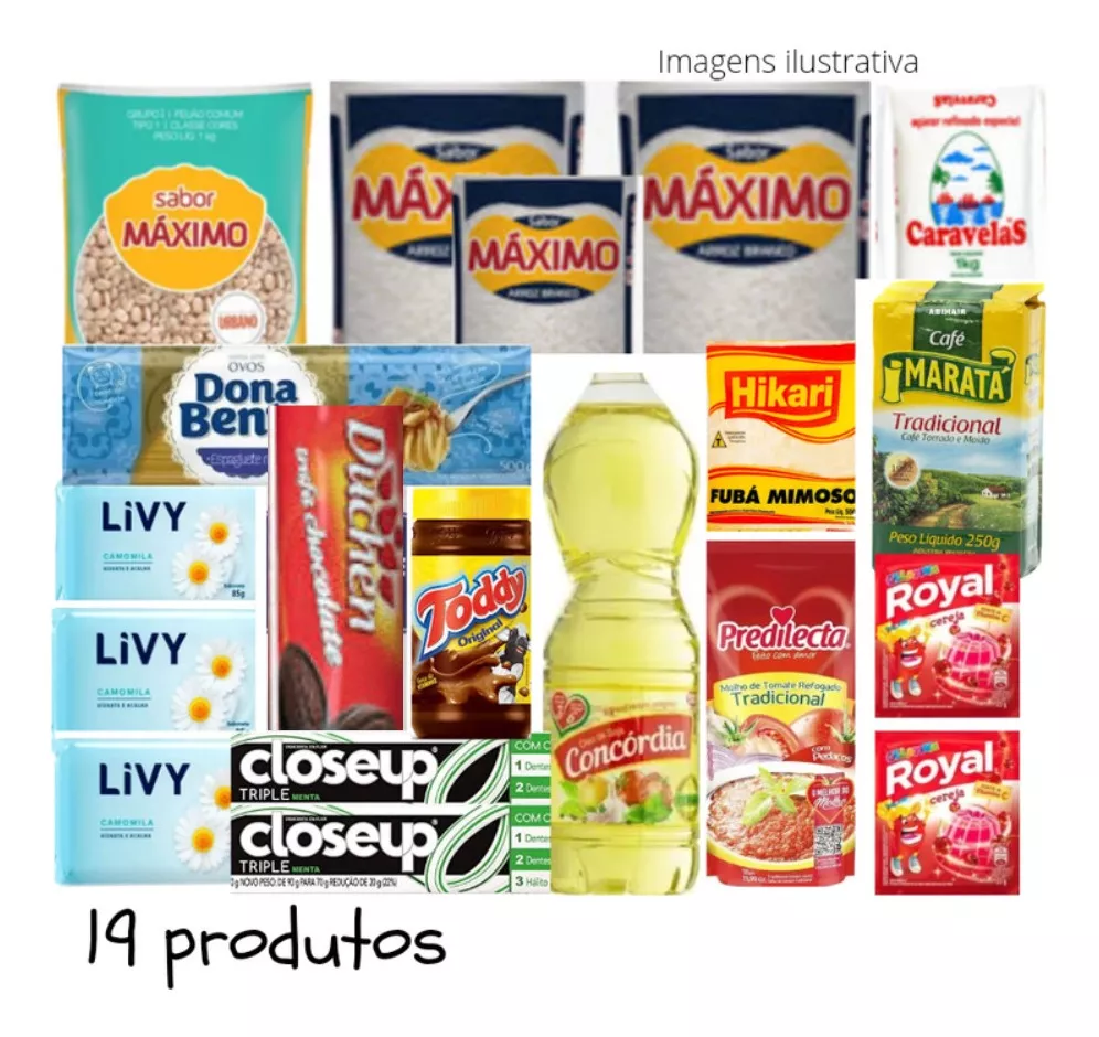 Cesta Básica Completa Alimentos+higiene 19produtos Qualidade