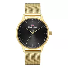 Relógio Philiph London Pl80285145m Pr N Casual Dourado