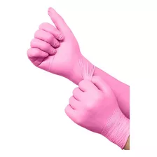 Guantes De Nitrilo Color Rosado Fucsia Caja X100 Unds