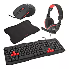 Combo Trust Gaming/ziva/4 En 1/teclado/auriculares/mouse/pad