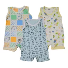 Kit 3x Macacão Para Bebê Banho De Sol Regata Verão - Meninos