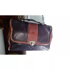 Cartera Cuero Marron 1 Tira Interior Doble Sano Con Cierre 