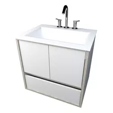 Vanitory Flotante Colgante Minimalista Mueble Baño C/ Mesada Cantidad De Agujeros Para Grifería Tres Agujeros Mueble Nevado Con Everest