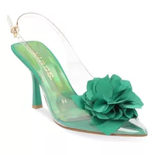 Zapatilla De Tacón Mujer Verde 9cm 050-37