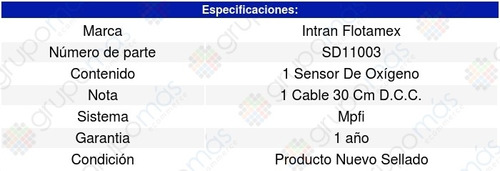 Sensor Oxgeno Mercury Ln7 1.6l L4 1983 Intran Foto 3