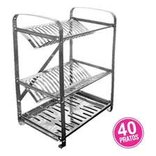 Escorredor De Louças Inox 40 Pratos Stampinox