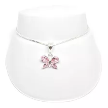 Pulsera De Mariposa Rosa Zirconia De Plata 925 +estuche M11