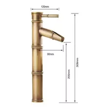 Torneira Lavatório Alta Bambu Monocomando Banheiro Retro Acabamento Fosco Cor Dourado-escuro